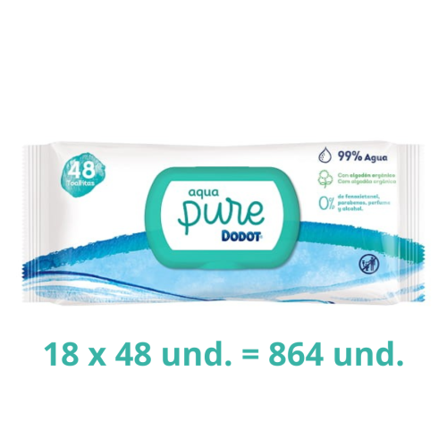 Pack Ahorro Toallitas Dodot Aqua Pure x18 con Tapita (864 uds)