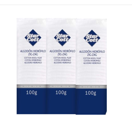 Algodón hidrófilo zigzag (3x100g). Star Cott