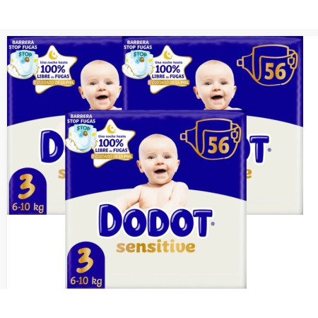 Pañales Dodot Sensitive Talla 3 (168 Uds.)【 OFERTA 】