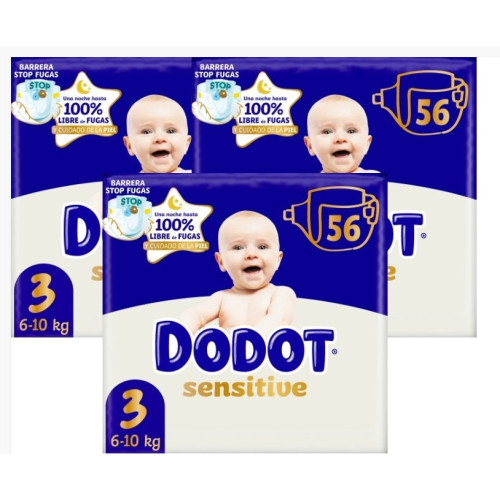 Pañales Dodot Sensitive Talla 3 (168 Uds.)【 OFERTA 】