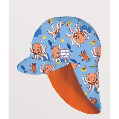 Gorro de Playa Reversible Azul- Naranja Wave. Bambino Mio