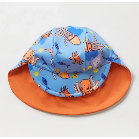 Gorro de Playa Reversible Azul- Naranja Wave. Bambino Mio
