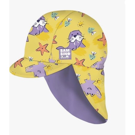 Gorro de Playa Reversible Amarillo-Violeta Sand. Bambino Mio