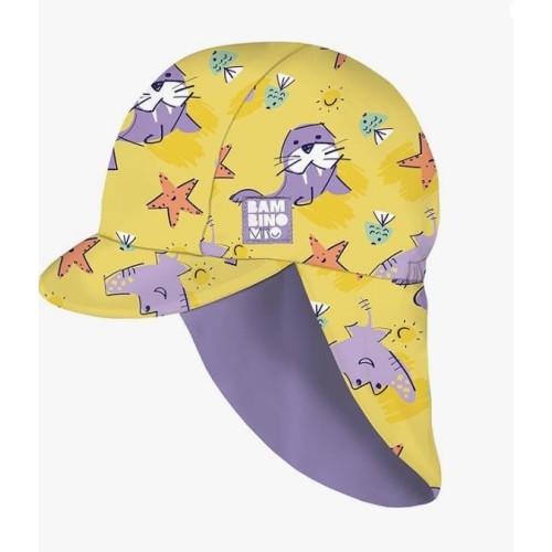 Gorro de Playa Reversible Amarillo-Violeta Sand. Bambino Mio