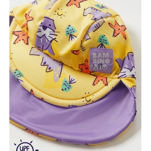 Gorro de Playa Reversible Amarillo-Violeta Sand. Bambino Mio