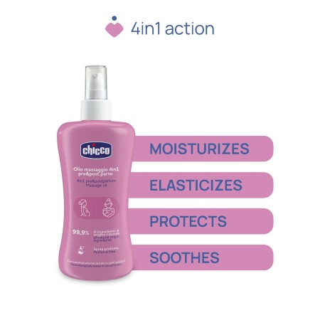 Aceite de masaje para antes y después del parto 4 en 1, 200ml. Chicco