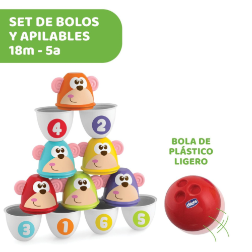 Bolos apilables Monkey Strike Chicco | Más Pañales