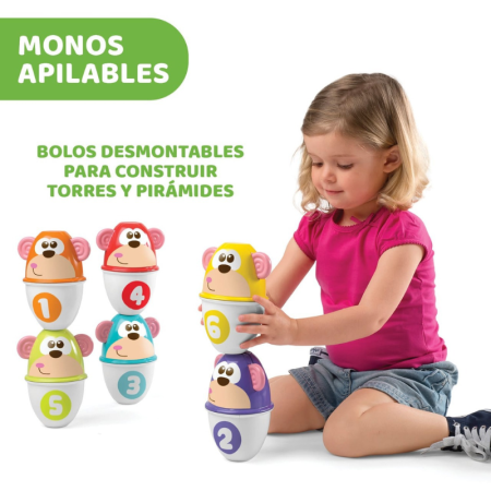 Bolos apilables Monkey Strike Chicco | Más Pañales