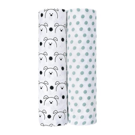 Pack 2 muselinas Lässig 120x120 cm para bebé | Gasas grandes algodón suave multiuso