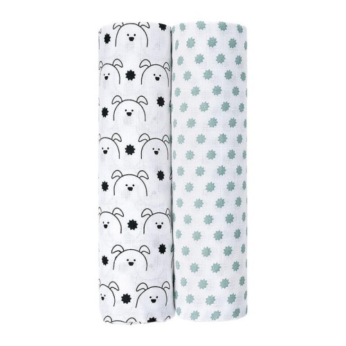 Pack 2 muselinas Lässig 120x120 cm para bebé | Gasas grandes algodón suave multiuso