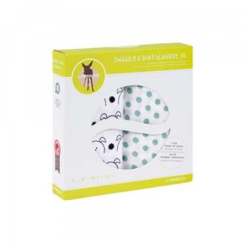 Pack 2 muselinas Lässig 120x120 cm para bebé | Gasas grandes algodón suave multiuso