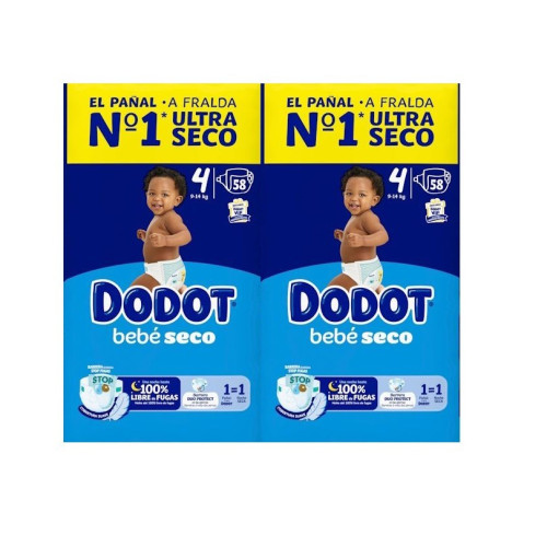 Pañales Dodot Talla 4 Bebé-Seco 【 OFERTA 】 116 Unidades