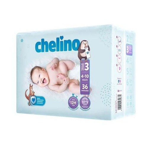 Pañal Chelino Talla 3 (4-10 kg).Tumbado 36 Ud.