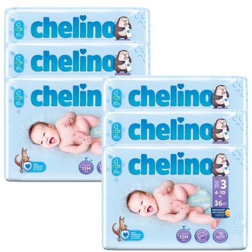 Pañal Chelino Talla 3 (4-10 kg).Tumbado 36 Ud.
