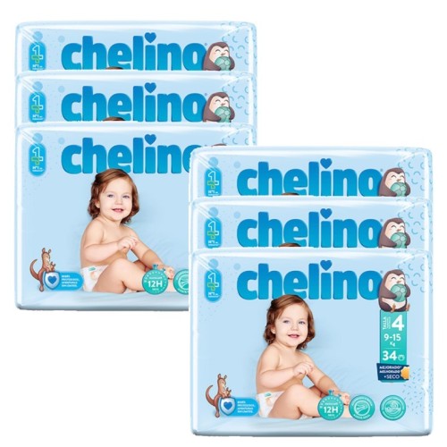 Pañal Chelino Talla 4 (9-15 Kg). Gateo , Pack Ahorro 204 Und
