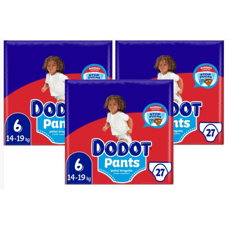 Pañales Dodot Pants Talla 6. Pack Ahorro 3 x 27 【 OFERTA 】