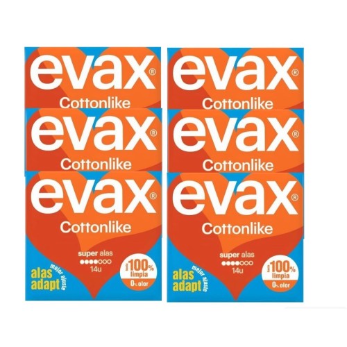 Compresas Evax Cottonlike super alas. Pack Ahorro