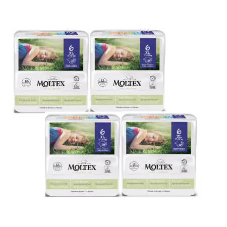 Pañales Pure & Nature Talla 6 (17 a 28 kg) Moltex. Pack Ahorro 4 x 35