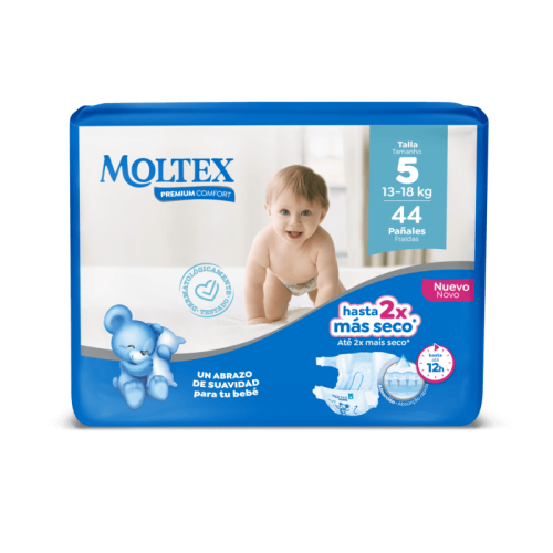 Pañales Moltex Premium Comfort Talla 5 (13-18 kg) . Pack Ahorro 2 x 44