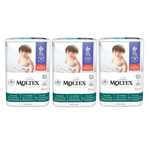 Pants Pure & Nature Talla 6 (+ 14 kg) Moltex. Pack Ahorro 3 x 18