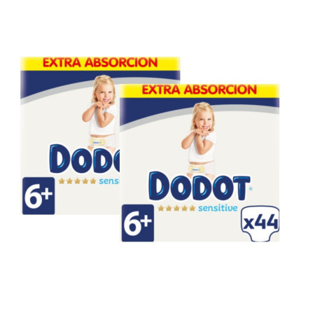 Pañales Dodot Sensitive Extra Talla 6+. Pack Ahorro 2 x 44