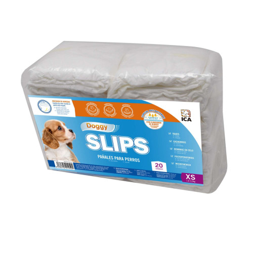 Pañales Doggy Slips. Talla XS, Peso: 1,8 – 3,6 kg. 20 Uds
