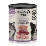 Alimento húmedo 100 % de pavo, ternera y cerdo para perros NutraDog WILD Gourmet. 400g