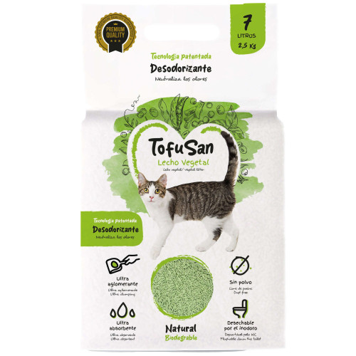 TofuSan Lecho vegetal de tofu, para gateras y bandejas sanitarias. 21l