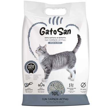 Arena sanitaria de bentonita con carbón activado GatoSan,10 l
