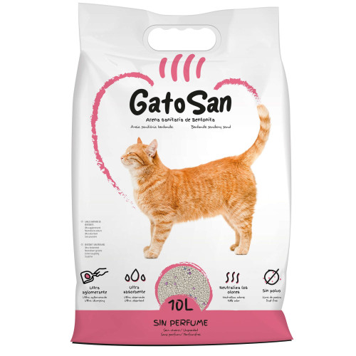 Arena sanitaria de bentonita GatoSan,sin fragancia.10 l