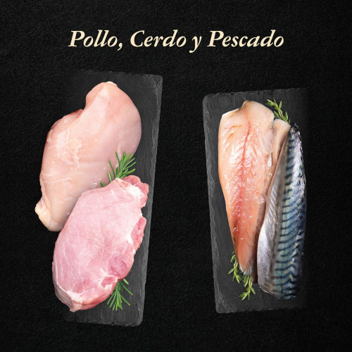 Alimento semihúmedo para cachorros pollo, cerdo y pescado 78% NutraDog WILD. 2 kg