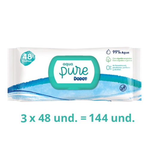 Pack Ahorro Toallitas Dodot Aqua Pure x18 con Tapita (144 uds)