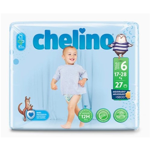 Pañal Chelino Talla 6 (17-28 Kg). Junior 27 Ud.
