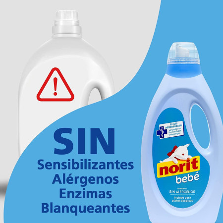 Gel detergente ropita de bebé y pieles atópicas 1125 ml Norit . Pack Ahorro 4 x 1125 ml