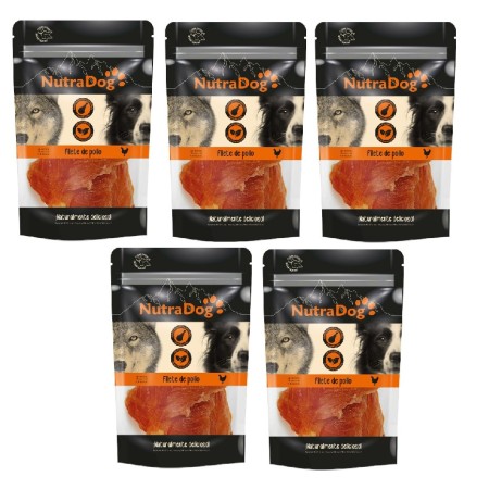 Snack filetes de pollo NutraDog. Pack Ahorro 5 x 350 gr