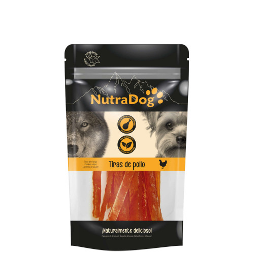 Snack tiras de pollo NutraDog.Pack Ahorro 5 x 350 gr