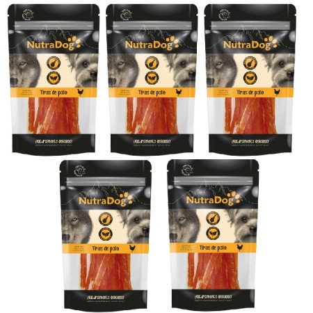 Snack tiras de pollo NutraDog.Pack Ahorro 5 x 350 gr