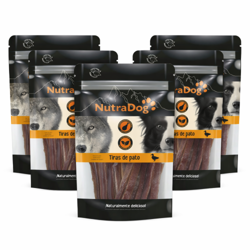 Snack tiras de pato NutraDog. Pack Ahorro 5 x 350 gr