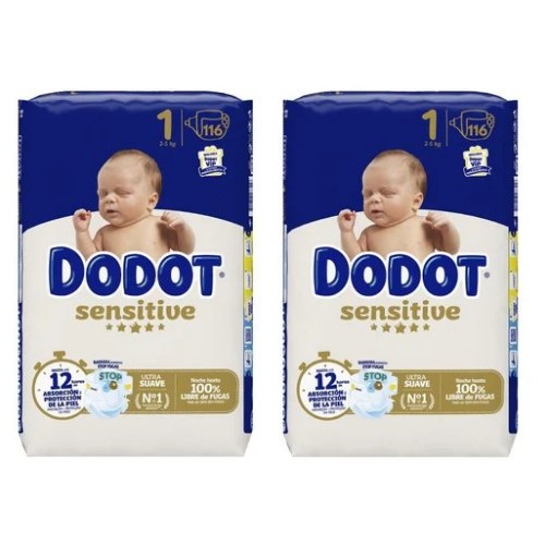 Pañales Dodot Sensitive Talla 1 (2-5 kg) Pack Súper Ahorro 232 uds (2x116)