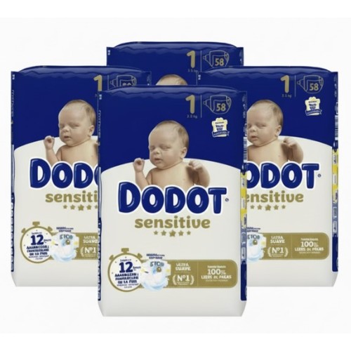 Pañales Dodot Sensitive Talla 1.Pack Súper Ahorro 232 uds (4x58)