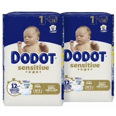 Pañales Dodot Sensitive Talla 1 【 OFERTA 】 116 Unidades.