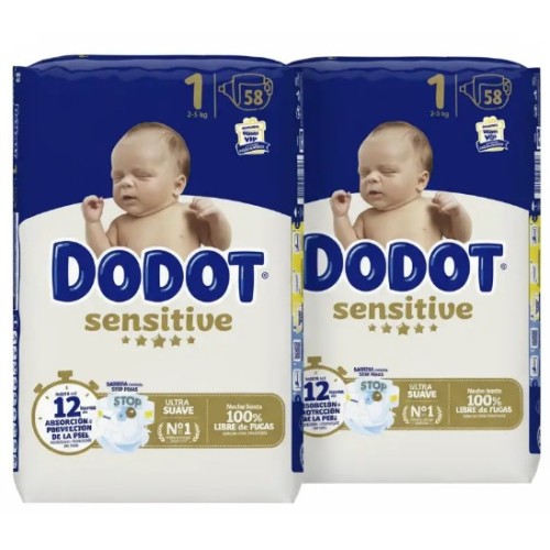 Pañales Dodot Sensitive Talla 1 【 OFERTA 】 116 Unidades.