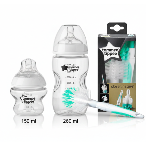 Pack Súper Ahorro: Pañales Dodot Sensitive Talla 1 + Talla 2 + Toallitas Sensitive + Biberones y Cepillo Tommee Tippee
