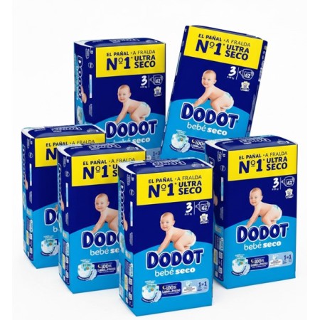Pañales Dodot Bebe seco Talla 3. Pack súper ahorro 372 und ( 6x62)