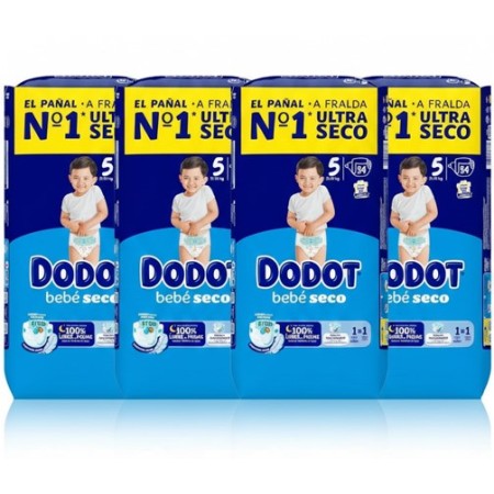 Pañales Dodot Bebe seco Talla 5 . Pack Súper Ahorro 216 und (4 x54)