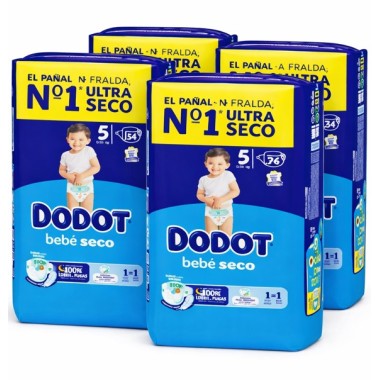 Pañales Dodot Bebe seco Talla 5 . Pack Súper Ahorro 216 und (4 x54)