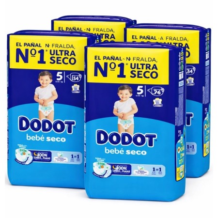 Pañales Dodot Bebe seco Talla 5 . Pack Súper Ahorro 216 und (4 x54)