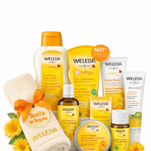 Pack Súper Ahorro Weleda Caléndula – 8 Productos Naturales para el Cuidado de la Piel del Bebé + Toalla Regalo