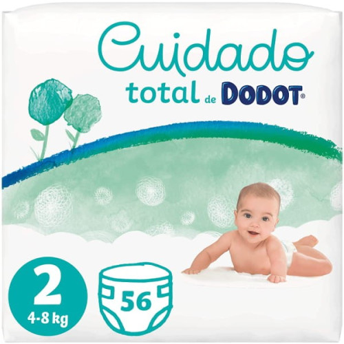 Pañales Dodot Cuidado Total. Talla 2 (4-8kg) 56 Und