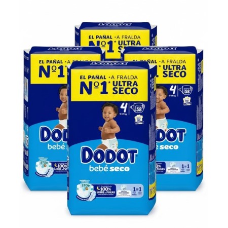 Pack Súper Ahorro:  Pañales Dodot Bebé Seco Talla 4 (4x58) + Toallitas Sensitive
